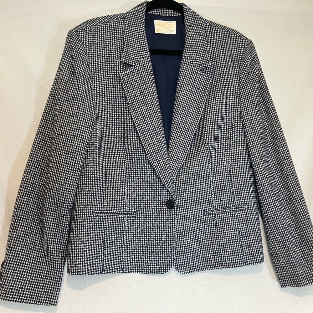 Vintage Pendleton 100% Pure Virgin Wool Houndstooth Blazer women’s Size 16 work